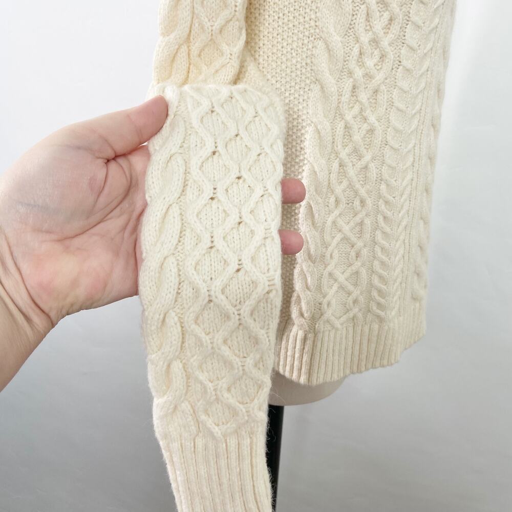 Ann Taylor Fisherman Sweater Cream Wool Alpaca Cable Knit Preppy Work Size XS - Picture 6 of 9